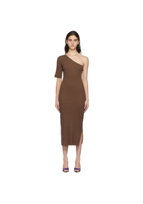 Matériel Tbilisi Brown One Shoulder Ribbed Dress