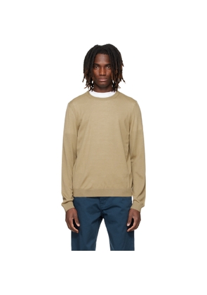 BOSS Beige Merino-Wool Slim Fit Sweater
