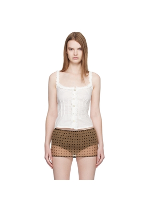 Fruity Booty White Broderie Tank Top