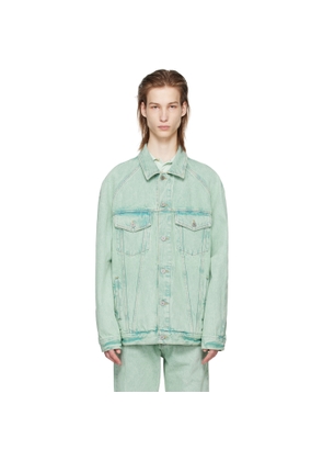 Palm Angels Green Overdye Denim Jacket
