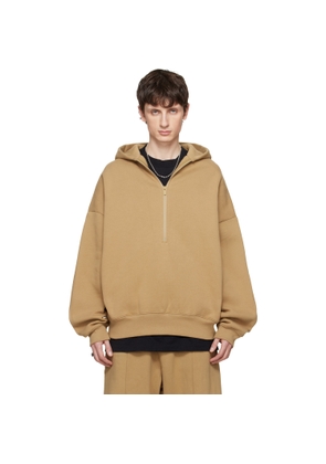 Fear of God ESSENTIALS Tan 'Property' Lounge Half Zip Hoodie