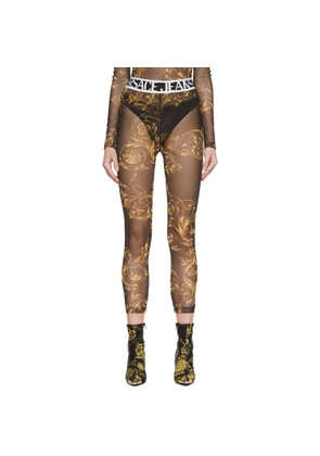 Versace Jeans Couture Black Printed Footless Tights