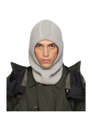 MM6 Maison Margiela Gray Ribbed Wool Balaclava