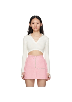 BONBOM Off-White Cropped Long Sleeve Polo