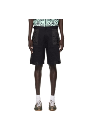 Casablanca Black Nylon Mountain Camo Cargo Shorts