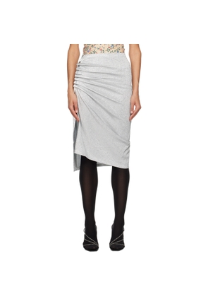 Rabanne Silver Gathered Midi Skirt