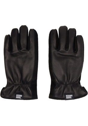 Neighborhood Black Leather Boa Gloves