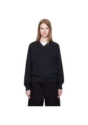 LEMAIRE Black V Neck Sweater