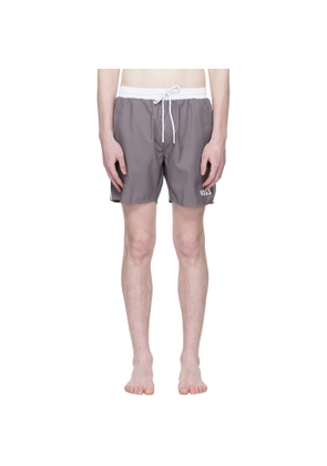 BOSS Gray Contrast Band Logo Swim Shorts