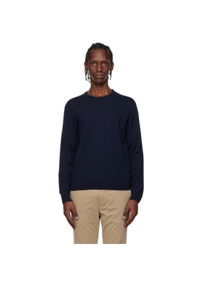 BOSS Navy Slim-Fit Merino-Wool Sweater