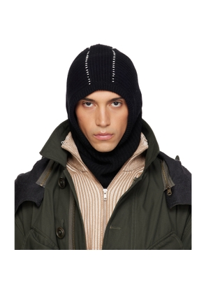 MM6 Maison Margiela Black Ribbed Wool Balaclava