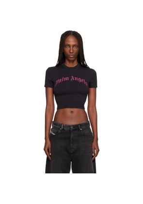 Palm Angels Black Curved Logo Baby T-shirt