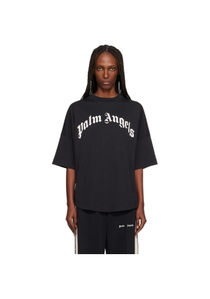 Palm Angels Black Curved Logo Over T-shirt