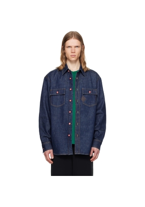 Casablanca Navy Logo Embroidery Denim Shirt