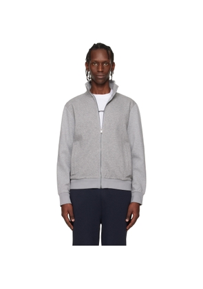 BOSS Gray Zip-Up Mercerized Stretch-Cotton Piqué Sweatshirt