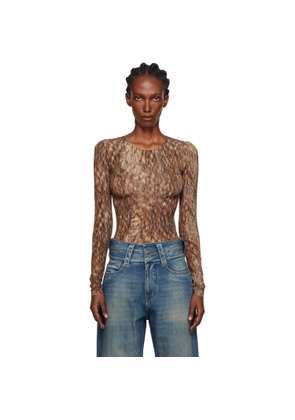 MM6 Maison Margiela Brown Printed Jersey Bodysuit