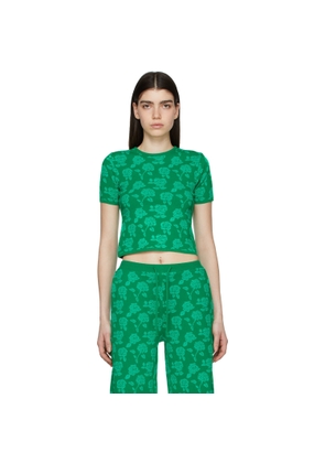 Pushbutton Green Polyester T-Shirt
