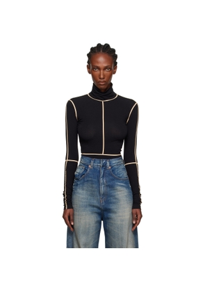 MM6 Maison Margiela Black Long-Sleeve Bodysuit