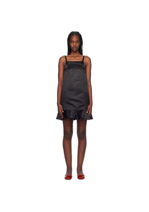 GANNI Black Duchesse Satin Minidress