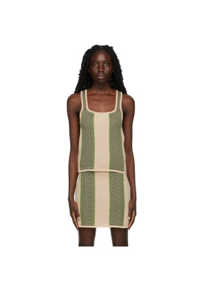 Ahluwalia Beige & Green Textured Knit Tank Top