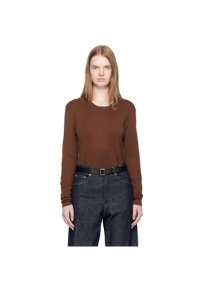 LEMAIRE Brown Rib Long Sleeve T-shirt