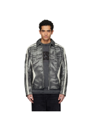 Diesel Black & Off-White L-Amar-Enbi Leather Jacket