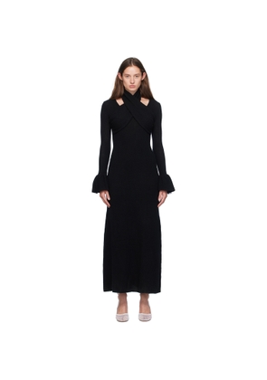 Rokh Black Cross Knitted Maxi Dress