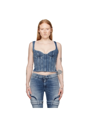 Off-White Blue Bustier Denim Tank Top