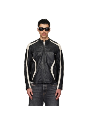 Diesel Black & Off-White L-Adam Leather Jacket