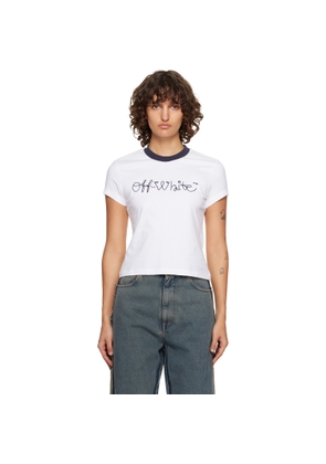 Off-White White Embroidered Script Logo Fitted T-shirt
