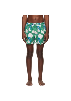 BOSS Green Logo-Detail Floral Print Swim Shorts