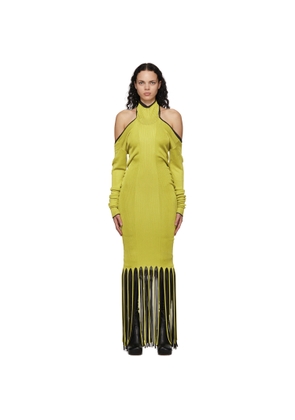 Bottega Veneta Green & Brown Viscose Twist Fringe Dress