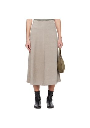 Rier Gray Crust Suede Midi Skirt