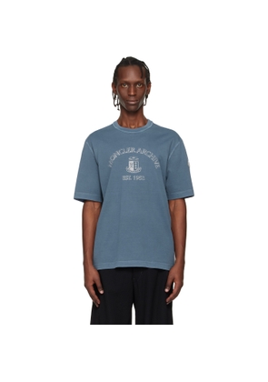 Moncler Blue Logo Print Cotton T-shirt