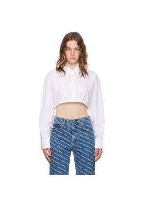 Alexander Wang White Cropped Drawstring Shirt