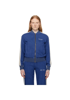 Palm Angels Blue Embroidered Track Jacket