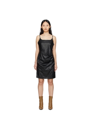 DRAE Black Faux-Leather Mini Dress