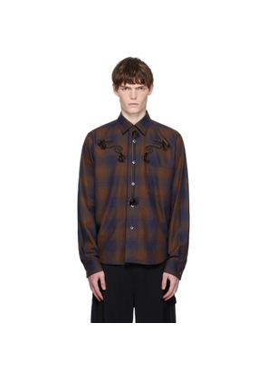 Toga Virilis Brown & Blue Ombre Check Shirt