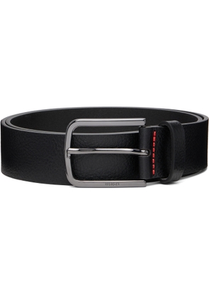 Hugo Black Italian-Made Grained Leather Belt