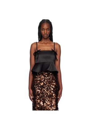 GANNI Black Duchesse Satin Camisole