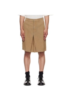Toga Virilis Beige Flocked Denim Shorts