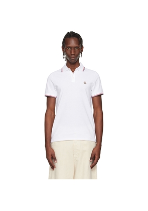 Moncler White Tricolor-Trimmed Cotton Piquet Polo