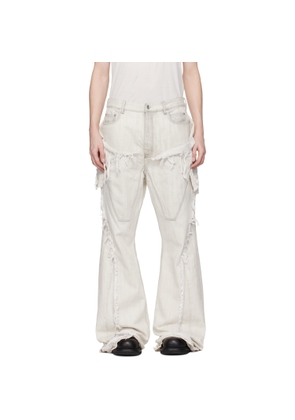 Rick Owens DRKSHDW Off-White Temple Slivered Bootcut Jeans