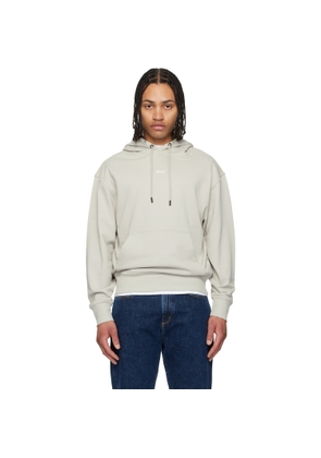 BOSS Gray Fleece Cotton Terry Contrast Logo Hoodie