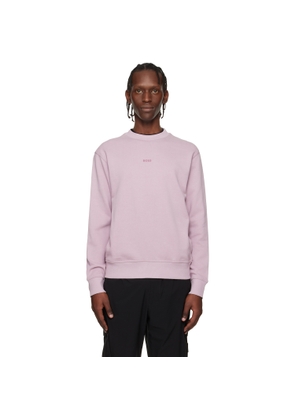 BOSS Purple Cotton Terry Contrast Logo Relaxed-Fit Sweatshirt
