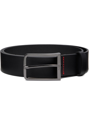 Hugo Black Leather Logo-Buckle Belt