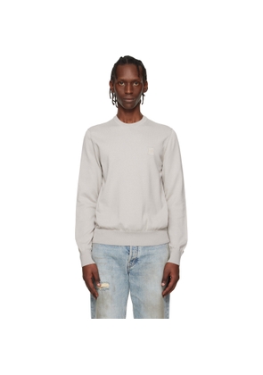 BOSS Gray Logo-Label Cotton & Cashmere Sweater