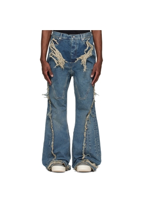 Rick Owens DRKSHDW Blue Temple Slivered Bootcut Jeans