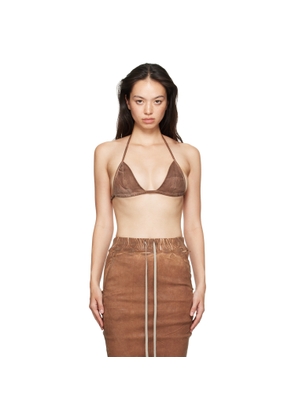 Rick Owens DRKSHDW Brown Porterville Foil Stretch Denim Bra