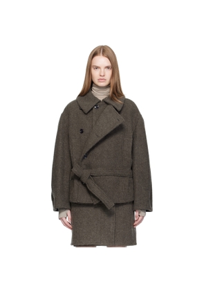 LEMAIRE Khaki Short Asymmetrical Bathrobe Coat